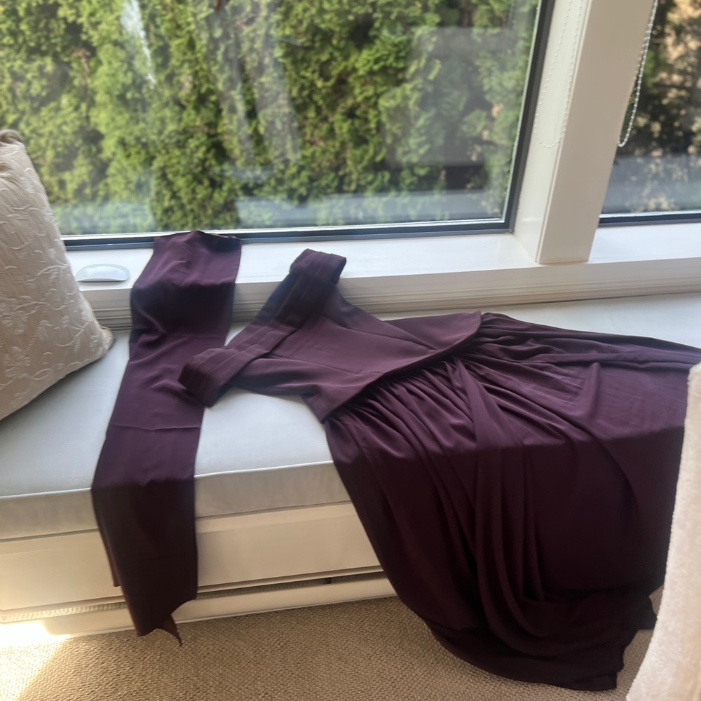 Elegant Off-Shoulder Dark Plum Dress - Picture 3 of 3